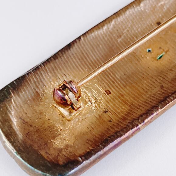 VTG 1980s 1990s Modernist Enamel Artisan Brooch Abstract Geometric Jewelry - Picture 9 of 10